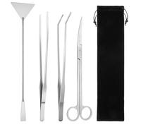 Flintronic Aquascaping Tool, 4 in 1 Aquarium Aquascape Tools Kit, Anti-Rust Aquatic Plant Aquascaping Tool, Stainless Steel Long Tweezers Scissors Spatula for Cleaning Fish Tank (Silver)