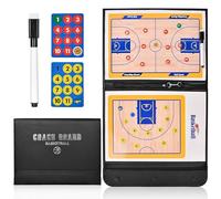 flintronic Basketball Tactics Board, Basketball Coaching Board Magnetic, Double Foldable Sided Soccer Dry-Erase Board, Portable Basketball Training Board, with Marker Pen and Zipper Bag