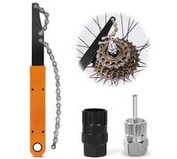 flintronic Bike Chain Whip Tools Kit - Chain Whip Tool, Bottom Bracket Cassette & Freewheel Removal Tool - Kit for 6, 7, 8, 9, 10, 11 Speed Chains (Orange)
