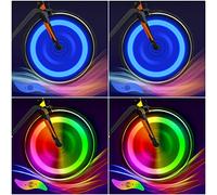 flintronic Bike Spoke Lights, 4Packs Tire Flash Lamp LED Neon Wheel Flashing Lights Cycle Lights, Waterproof 3 Blinking Modes, Bike Accessories for Adults and Kids (2Colorful+2Blue)