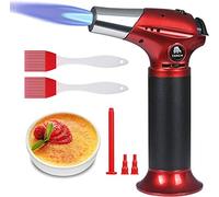 flintronic Blow Torch, Kitchen Torch, Refillable Butane Gas Torch Lighter with Safety Lock, Adjustable Flame with 2 Brush for Cooking, BBQ, Pastries, Soldering (Butane Gas Not Included) RED