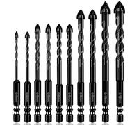 Flintronic Brick Ceramic Tile Drill Bits, 10PCS Masonry Drill Bits Set, Concrete Glass drill Bit For Porcelain Tiles, Professional drill bits set for brick walls plastic wood (3/4/5/5/6/6/8/8/10/12mm)