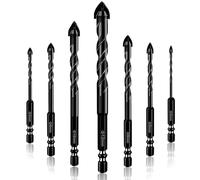 Flintronic Brick Ceramic Tile Drill Bits, 7PCS Masonry Drill Bits Set, Concrete Glass drill Bit For Porcelain Tiles, Professional drill bits set for brick walls plastic cement wood (3/4/5/6/8/10/12mm)