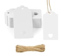 Flintronic Brown Gift Tags, 60PCS Kraft Paper Tags with String, Rectangle Blank Price Tag, Large Gift Labels for Wedding Favors, Christmas, Valentine's Day, Birthday, Halloween, Thanksgiving (White)