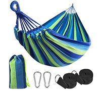 flintronic Camping Hammock Outdoor, 210 x 150 cm Lightweight Cotton Hammock, Load Capacity up to 300 kg, Portable and Durable for Patio, Yard, Camping, Travel, Beach (Included Carrying Bag) #1 Blue
