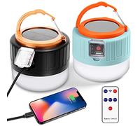 flintronic Camping Lantern,2PCS USB Rechargeable Solar Camping Light, 1000LM Remote Control Camping Lights for Tents, 5 Modes Waterproof Tent Light Suitable for Hiking, Camping, Fishing, Hunting