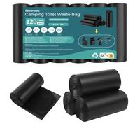 flintronic Camping Toilet Bags, 120 PCS (6 Roll) Camping Toilet Liner Bags, Portable Toilet Bags, Waterproof Camp Trash Bags for Camping, Hiking, Travel, Kitchen, Home