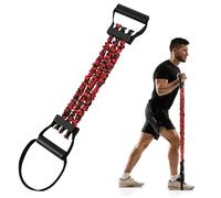 Flintronic Chest Expander, Adjustable 3 Tube Chest Expansion Muscle Puller, Resistance Stretcher with Anti-slip Buckle Handles, Ab Training Auxiliary Device for Strength Training Fitness(Red)