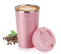 flintronic Coffee Cup, Insulated Coffee Mug with Leakproof Lid, 380ml/510ml Resuable Travel Mug Thermal Cup for Cold & Hot Drinks (Black, 510, Millilitres)