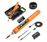 Flintronic Cordless Soldering Iron Kit, Rechargeable USB Soldering Iron with LCD Display, Adjustable Temperature 180°C-450°C, Portable Soldering Irons for Home Appliance Repair, DIY Projects-Orange