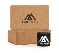 Flintronic Cork Yoga Blocks, 2PCS Mad Cork Yoga Bricks with Resistance Band, Eco-Friendly Gym Bricks, Non-Slip Yoga Block, Fitness Bricks for Yoga Pilates Training and Home Exercise