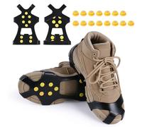 flintronic Crampons Ice Cleats Traction, Ice Cleats with Stainless Steel Teeth Spikes, Anti Slip Snow Grips for Boots Shoes, Safe Protect for Walking Trekking Hiking Fishing Mountaineering