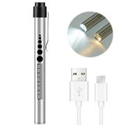 Flintronic Diagnostic Medical Penlight, Rechargeable LED Pen Torch with Pupil Gauge and Clip, First Aid Pupil Gauge Doctors Nurses Medical Pen Light Medical Equipment (With Type-C Charging Cable)