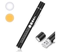 Flintronic Diagnostic Medical Penlight, Rechargeable USB LED Pen Torch, Pen Torches with Pupil Gauge and Clip, First Aid Pupil Gauge Doctors Nurses Medical Pen Light Medical Equipment, Black