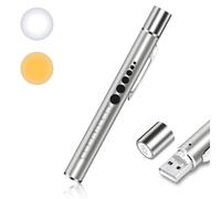 Flintronic Diagnostic Medical Penlight, Rechargeable USB LED Pen Torch, Pen Torches with Pupil Gauge and Clip, First Aid Pupil Gauge Doctors Nurses Medical Pen Light Medical Equipment, Silver