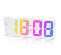 flintronic Digital Alarm Clock, LED Clock with Big Display, Bedside Alarm Clock, Battery Powered Clock, Alarm Clocks with Snooze Temperature Date Brightness Adjustable for Home Office