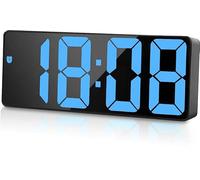 flintronic Digital Alarm Clock, LED Clock with Big Display, Bedside Alarm Clock, Battery Powered Clock, Alarm Clocks with Snooze Temperature Date Brightness Adjustable for Home Office