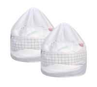 flintronic Drawstring Mesh Laundry Bag, 2PCS Fine Net Durable Drawstring Laundry Bag, 60 x 80 cm Mesh Laundry Wash Bags for Washing Machine Travel, Delicates, Bra, Baby Cloths,Toy Storage