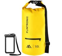 flintronic Dry Bag, 10L Waterproof Dry Bag with Shoulder Straps, Dry Sack with Waterproof Phone Pouch for Swimming Boating Hiking Rafting Fishing, Yellow
