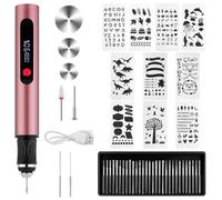 Flintronic Electric Engraving Pen, Rechargeable Cordless Engraver Pen with 30 Bits, 10 Templates, Engraving Pen Tool Kit for Jwelry, Wood, Glass, Ceramic