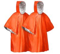 flintronic Emergency Survival Rain Poncho, 2 Pack Thermal Emergency Raincoat Poncho Set, Emergencys Insulation Blanket for Heat Retention and Rain, Reversible Foil Blanket for Emergencys Or First Aid