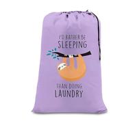 flintronic Extra Large Laundry Bag, 61×91cm Foldable Storage Bag, Dirty Clothes Bags, with Drawstring Closure, Durable Rip-Stop, Convenient, for Travel/Bathroom/Bedroom/Dormitory-Purple Sloth Bear