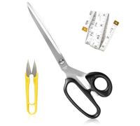 Flintronic Fabric Scissors Set, 9.8 inch Dressmaking Scissors Sharp Heavy Duty, Professional Stainless Steel Sewing Scissors for Sewing & Tailoring Fabrics, Clothes, Leather, Material(Black)