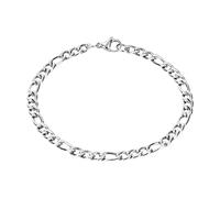 flintronic Figaro Bracelet, Stainless Steel Bracelet, 3+1 Link Curb Chain Bracelet for Men and Women, Hypoallergenic Jewellery, 21 cm Length/6 mm Width, Chain Bracelet Bangle - Gold/Silver, 21cm,