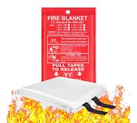 Flintronic Fire Blanket, 1.6m X 1.8m Emergency Fire Blanket for Kitchen, Quick Unfolding, Fibreglass fire Blankets with Loops, Flame Retardant fire-blanket for Home, Office, Caravan, School
