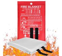 Flintronic Fire Blanket, 1m X 1m Emergency Fire Blanket for Kitchen, Quick Unfolding, Fibreglass Fire Blankets with Loops, Flame Retardant Fire Blanket for Home, Office, Caravan, School