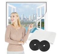 Flintronic Fly Screens for Windows, 150x180cm Insect Mesh with Hook Sticky Tape, Adjustable DIY Fibergalss Mesh Fly Screen Window, Windows Doors and Patio Screens, Keep Flies, Mosquitoes&Bugs Out