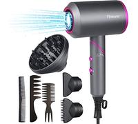 Flintronic Foldable Hair Dryer 2000W Powerful AC Motor Fast Drying Ionic Hair Dryer with 2 Speed 3 Heat Setting, Cool Shot Button with 1 Diffuser & 2 Concentrator (3 Nozzles&3 Comb Included) Grey
