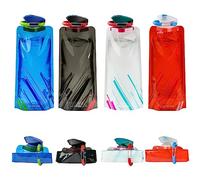 flintronic Foldable Sports Bottle, 4pcs Foldable Water Bottle 700mL, Reusable BPA Free Collapsible Water Bottle, Flexible Drink Pouches Bags with Clip for Outdoor Sports, Travel, Biking, Hiking