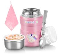 flintronic Food Flask, 500ml Vacuum Insulated Food Jar with Folding Spoon, Double Walled Hot Food Flask, Leakproof Stainless Steel BPA Free Food Container for Breakfast, Lunch, Work, Kids