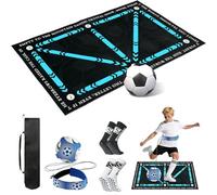 Flintronic Football Training Mat, 90x60cm Football Skills Mat to Boost Coordination, Speed & Strength, Football Footstep Training with Anti-Slip Socks & Footballs Training Belt, for Kid Youth Gifts