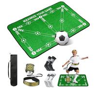 Flintronic Football Training Mat, 90x60cm Football Skills Mat to Boost Coordination, Speed & Strength, Football Footstep Training with Anti-Slip Socks & Footballs Training Belt, for Kid Youth Gifts