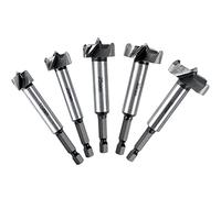 flintronic Forstner Drill Bit, 5PCS(15,20,25,30,35mm) Hex Shank Cemented Carbide Woodworking Hole Saw HSS Drill Bit Set for Hand Drill/Bench Drill/Solid Wood, Cork, Splint, Plywood, Particle Board