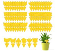 Flintronic Fruit Fly Traps,66 Pack Yellow Double-sided Fungus Gnat Sticky Catcher, Double-Sided Fly Catchers, for Protect Plants and Control Multiple Insects