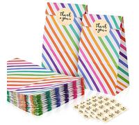 Flintronic Gift Bag, 25 PCS Slash Style Paper Bag Party Bags with Cute Stickers Thank You & Donut Party Bags for Kids Party, Celebration, Birthday, Halloween, Christmas-(9X5.5X18CM-Mini Gift Bag)