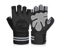 flintronic Gym Gloves, Breathable Workout Gloves, No-Slip Silicone Weight Lifting Gloves, with Wrist Wrap Support, Fitness Gloves for Men & Women, for Weightlifting, Fitness, Training - M