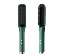 Flintronic Hair Straightener Brush for Women, Electric Hot Comb with 4 Adjustable Temps, Anti-Scald Heating Smoothing Brush Fits All Hair Types, Portable Hair Brush for Home & Travel (Green)