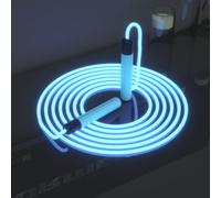 Flintronic Jump Rope, Illuminated Skipping Rope with Adjustable Length, Tangle-Free, Rubber Handle & Grip, for Adults & Kids, Exercise & Fitness, Blue
