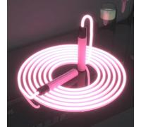 Flintronic Jump Rope, Illuminated Skipping Rope with Adjustable Length, Tangle-Free, Rubber Handle & Grip, for Adults & Kids, Exercise & Fitness, Pink