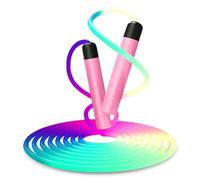 Flintronic Jump Rope, Illuminated Skipping Rope with Adjustable Length, Tangle-Free, Rubber Handle & Grip, for Adults & Kids, Exercise & Fitness, Pink