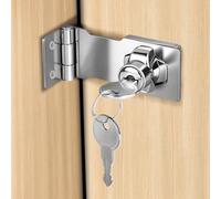 Flintronic Keyed Hasp Lock, 3 Inch Door Lock Hasps with 2 Keys, Safety Door Clasp Twist Knob Keyed Locking hasp, Heavy Duty Shed Locks with Padlock for Cupboard, Drawer, Gate (Silver)