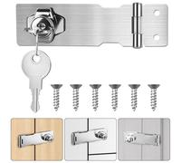Flintronic Keyed Hasp Lock, 4 Inch Door Lock Hasps with 2 Keys, Safety Door Clasp Twist Knob Keyed Locking hasp, Heavy Duty Shed Locks with Padlock for Cupboard, Drawer, Gate (Silver)