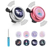 Flintronic Kids Bicycle Bell - 2 Pack with Loud Crisp Clear Sound, Road and Mountain Bike Ring Bell Accessories with 8Pcs Stickers - Gift for Kids Boys Girls