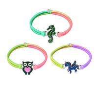 Flintronic Kids Rainbow Rope Owl, Unicorn & Seahorse Bracelet Set - Girls' Dress Up Jewelry, Perfect for Princess Birthday & Children's Day Gifts (3 Pack)