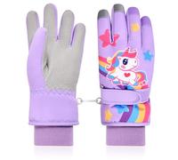 flintronic Kids Ski Gloves, Winter Skiing Gloves Thermal Snow Glove with Adjustable Cuffs, Waterproof Snowboarding Gloves for Children Cycling, Skiing, Skating and Hiking (S)