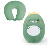 flintronic Kids Travel Pillow, Cute Neck Pillow for Kid, 2-in-1 Deformable Neck Pillow with Cute Plush Animals, Soft U-Shaped Pillow for Travel Airplanes (Green Eggman Dinosaur)